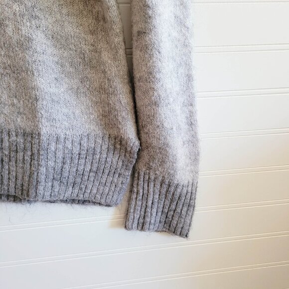 Ichi Sweater Womens M Grey Adore Embroidery Alpaca Blend Puffy Letters Slouchy - Picture 4 of 10